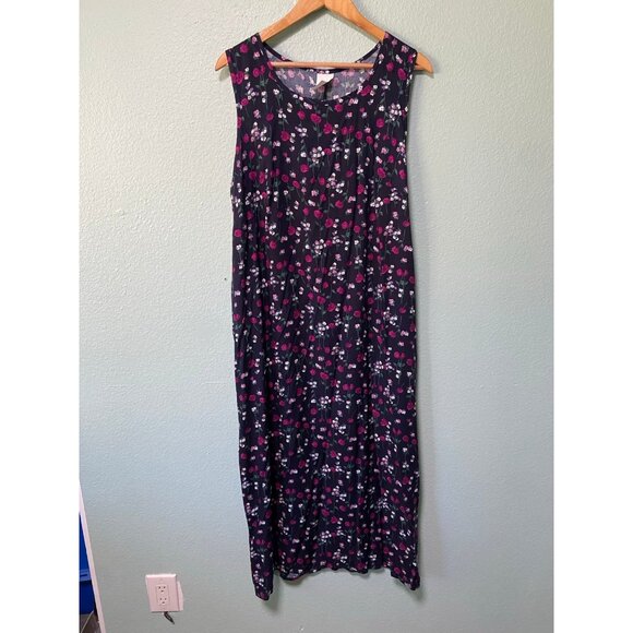 Vintage Los Angeles Woman Women's Dress and‎ Cover Floral Navy Set Size 16 - Picture 3 of 9